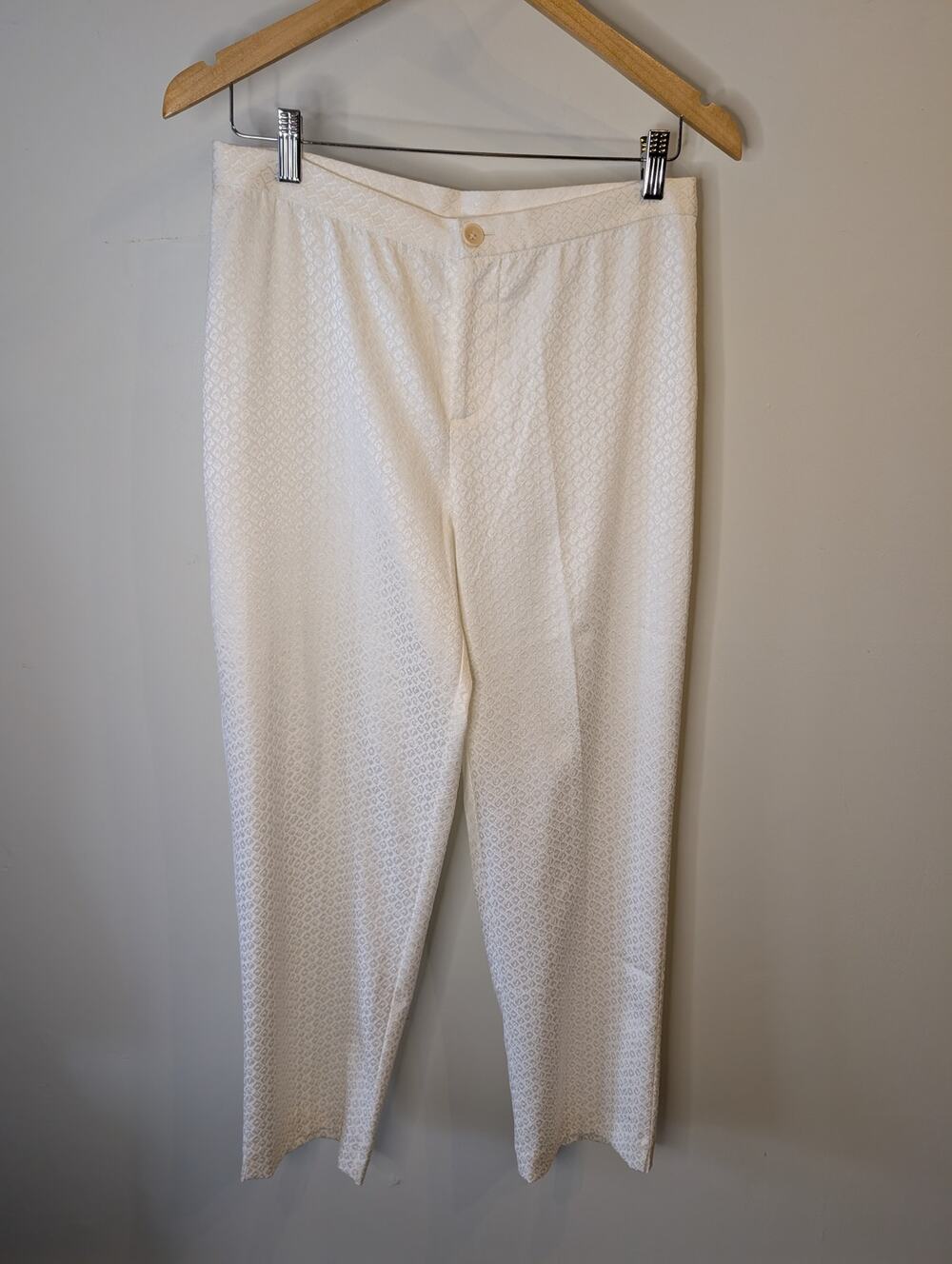 J. Peterman NWT Ivory Jacquard Straight Leg Trousers Pants Size 6